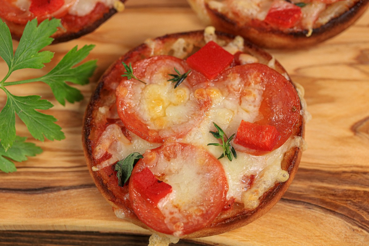 Traditional English Muffin Pepperoni Pizzas